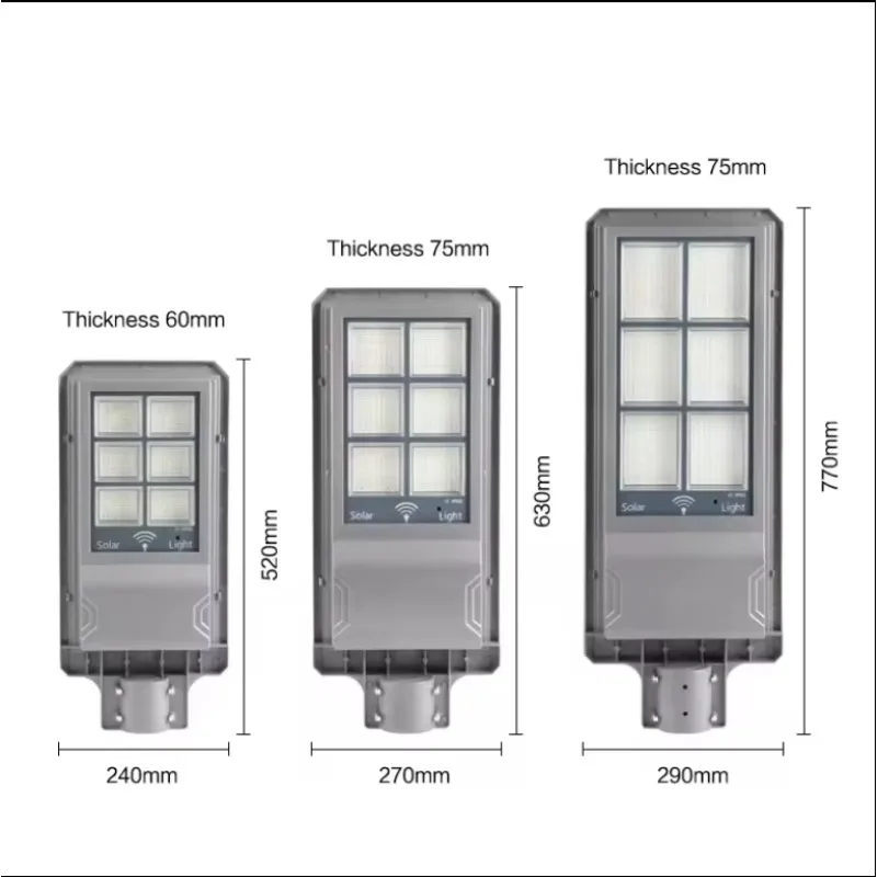 Smart Integration IP65 Remote LED Street Solar Lights High-Class 100W 200W 300W 400W Aluminum Body with Battery Power Supply