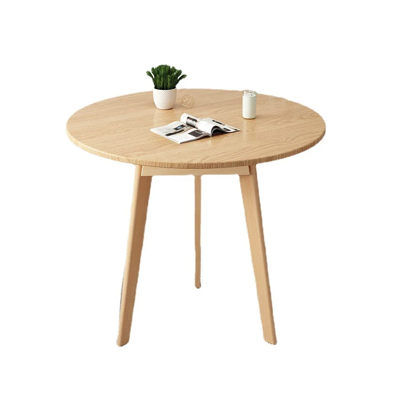 

Small round table negotiation and chair combination reception living meeting simple solid wood balcony household