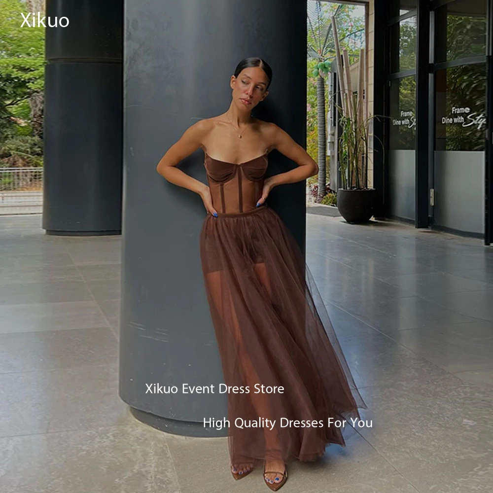 Xikuo Elegant Tulle Corset Evening Dresses Sweetheart Long Illusion Prom Dresses 2025 Woman Party  Cocktail Dresses Customized