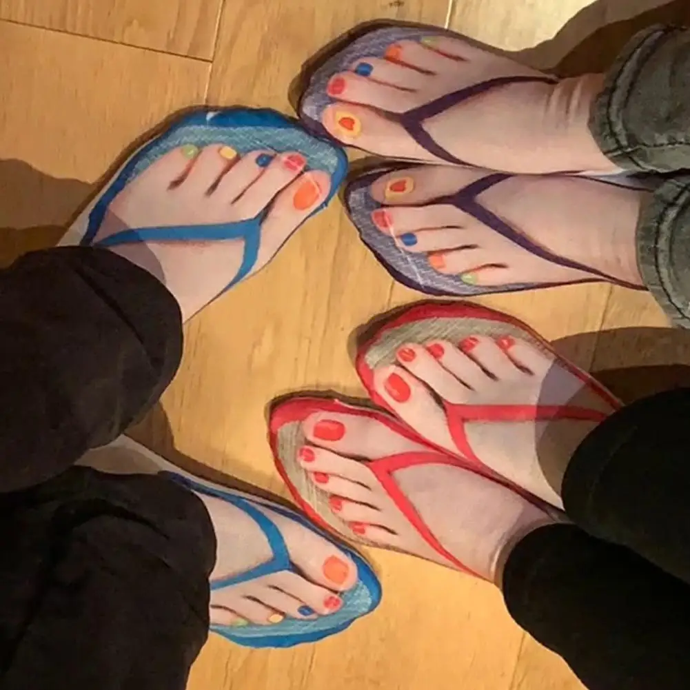 Nieuwe Mode Flip-Flop 3D Sokken Drie-Dimensionale Print Leuke Grappige Sok Nail Sokken Nieuwigheid Gift Eigenzinnige Sokken sokjes Vrouwen