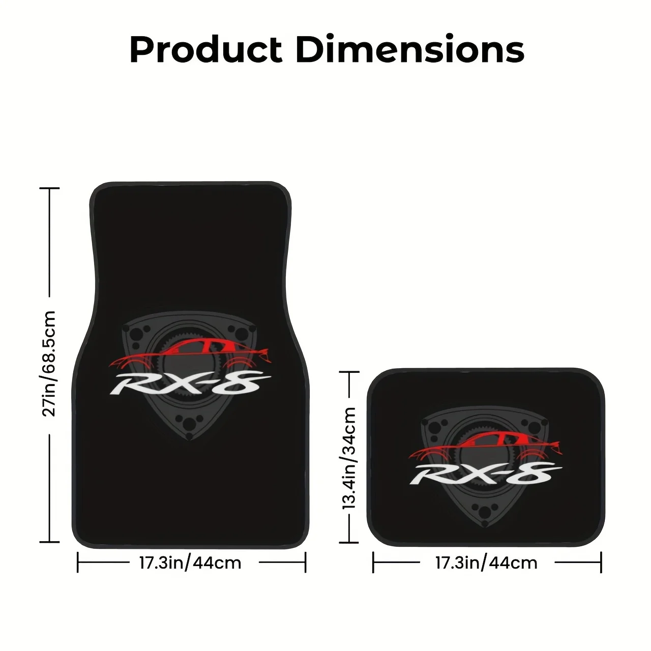 4pcs RX8 Rotor Poster Car Floor Mat - Durable, Suitable For All Models, All-weather Use, Red And White Stripes And 