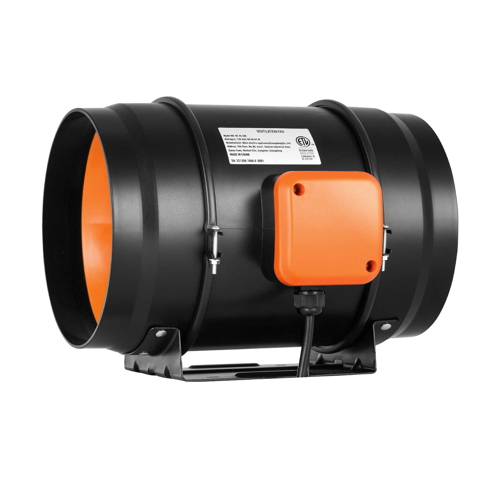 SucceBuy Inline Duct Fan 8-Inch 750 CFM with Variable Speed Controller Quiet AC-motor Ventilation Exhaust Fan for Cooling Booster Grow Tents