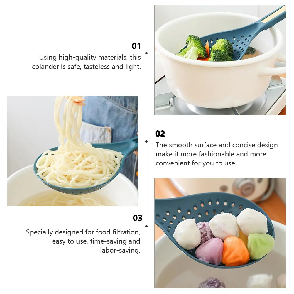 

2 Pcs Noodle Spoon Food Strainer Kitchen Gadget Cooking Utensil Portable Filter Spaghetti Ladle Spoon Strainer