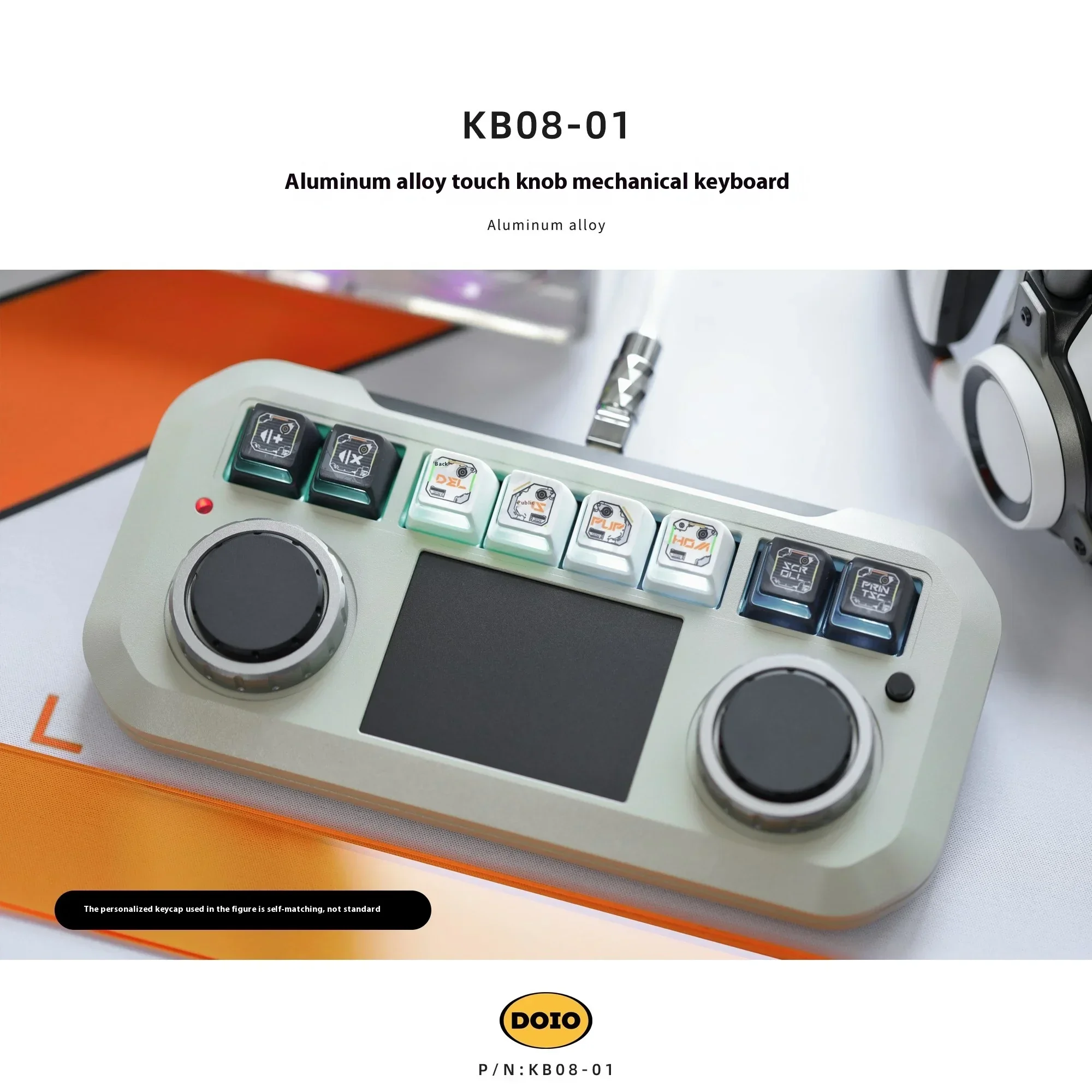 DOIO KB08-01 Mechanical Keyboard Integrated Touchpad Double Knob Double Layer Designer Aluminum Alloy Mini Keyboard Accessories