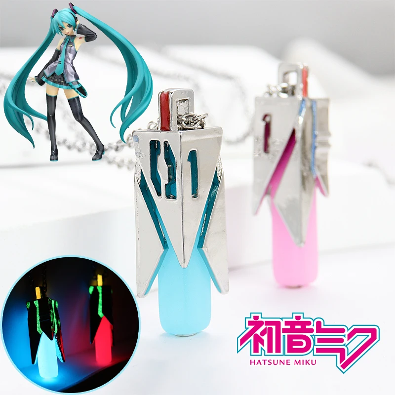 Hatsune Miku Necklaces Cartoon Fluorescent Jewelry Men Women Chains Two-dimensional Animation Necklace Ornaments Pendant Gifts