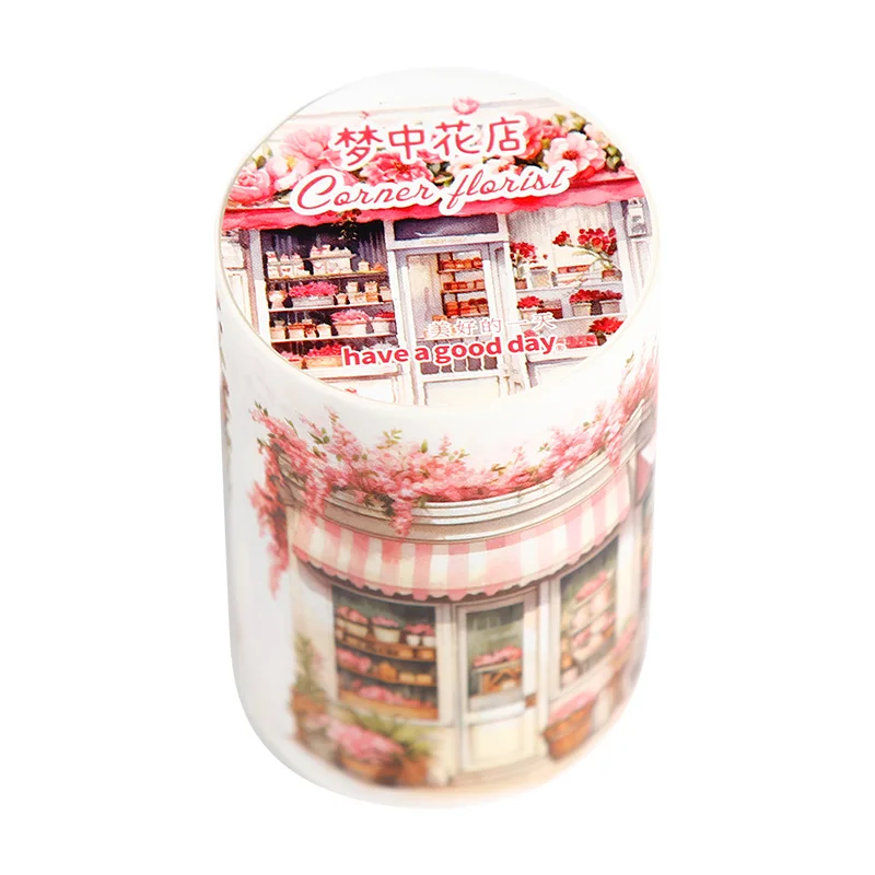 60mm*2m Vintage Corner Flower Shop Series Stickers Foil Tape And Washi Tape For DIY Decorative scrapbook Stationery supplies