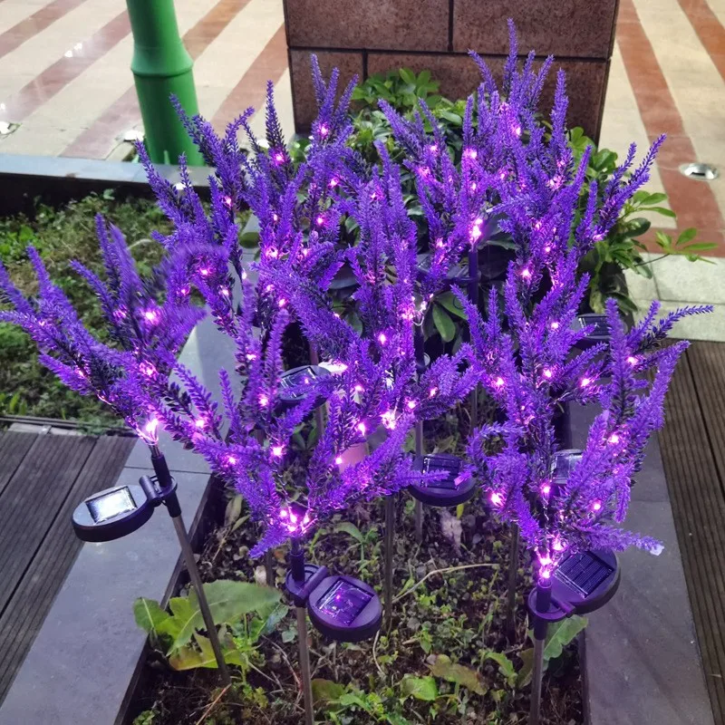 Outdoor Courtyard Simulation Light, Square Lawn Ground Insertion LED Solar Lavender Light, Landscape Simulation Flower Light