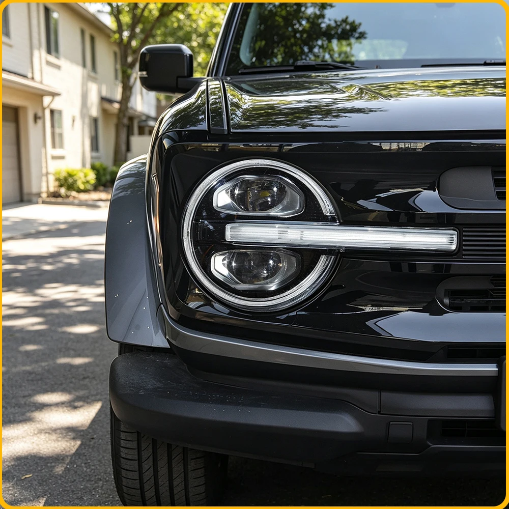 Headlight Assembly For Ford Bronco U725 2021‑2024 Modified Auto LED DRL Dual Beam Lens Plug and Play Turn Signal Car Accessories
