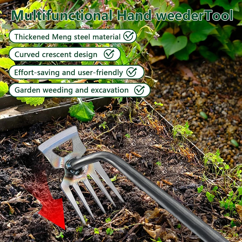 Imagem -06 - Jardim Weeder Extrator Ferramenta Atualizar Weeding Artefato Uprooting Ferramenta Manganês Aço Mão Quintal Longe 11 Dentes