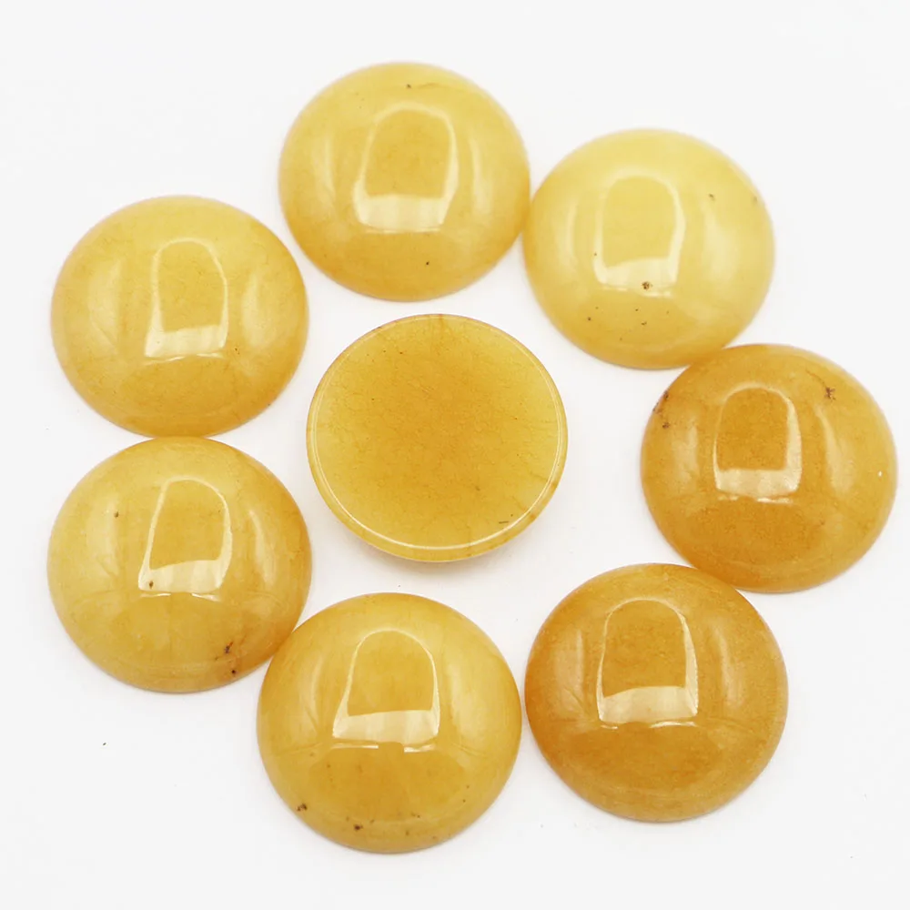 30MM Natural Stone Topaz Round CAB Cabochon Ornament No Drilled Hole Bead DIY Jewelry Making Bracelet Earring Accessories 10Pcs