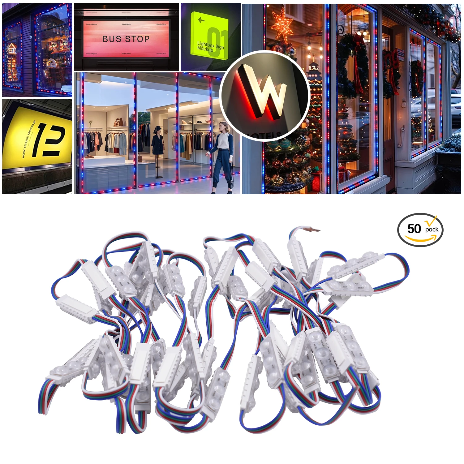 50pcs Hot sale 0.72W 175° Beam Angle 3 Colors RGB LED Module DC 12V IP68 Waterproof module light for Channel Letters Signs