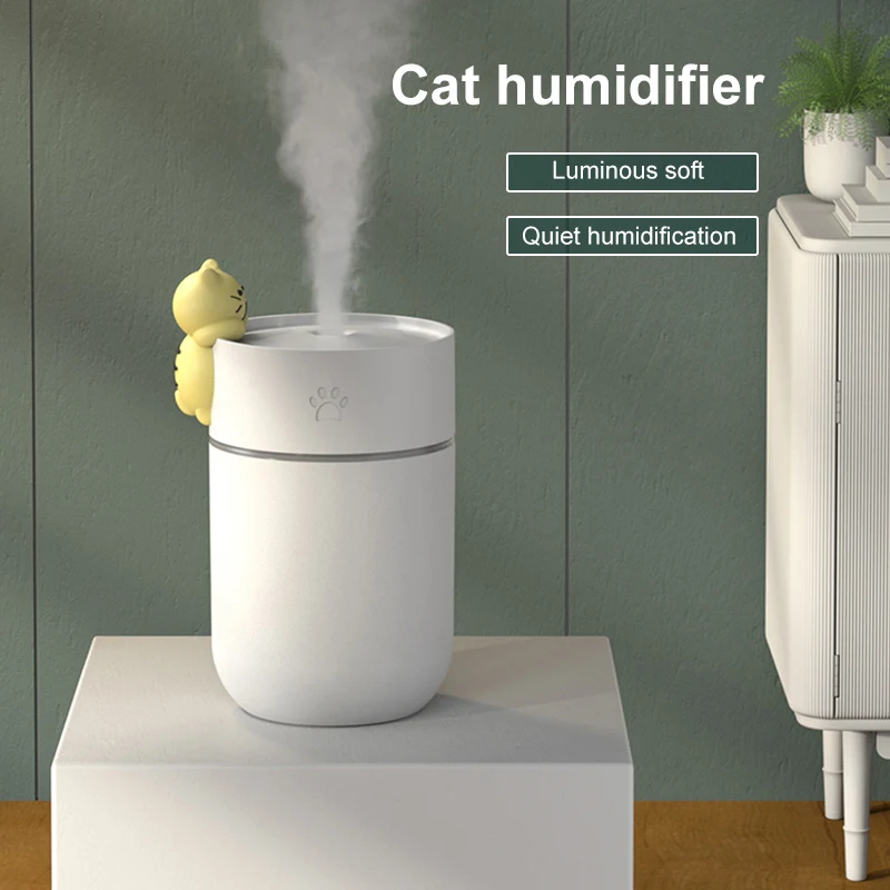 

Увлажнитель воздуха с милым котом и ночником — тихий тонкий туман с питанием от USB для дома, стола и спальни