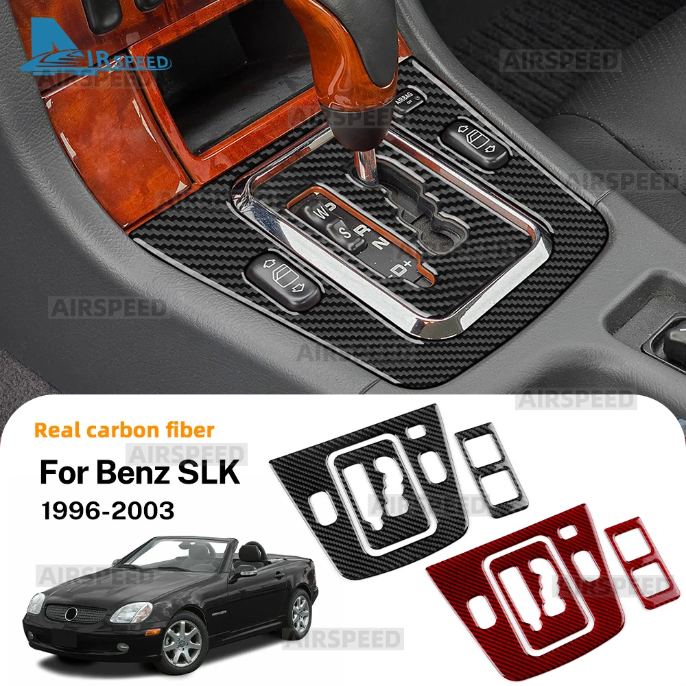 Echte weiche Carbonfaser-Zierleiste für Mercedes Benz SLK R170 1996-2003 Automatik-Schaltknaufblende