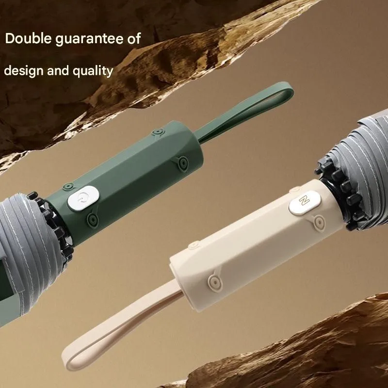 

10 Bone Tri-folding Collision Cloth Automatic Reverse Black Vinyl Sunscreen Camouflage Durable Rainproof Business Umbrella