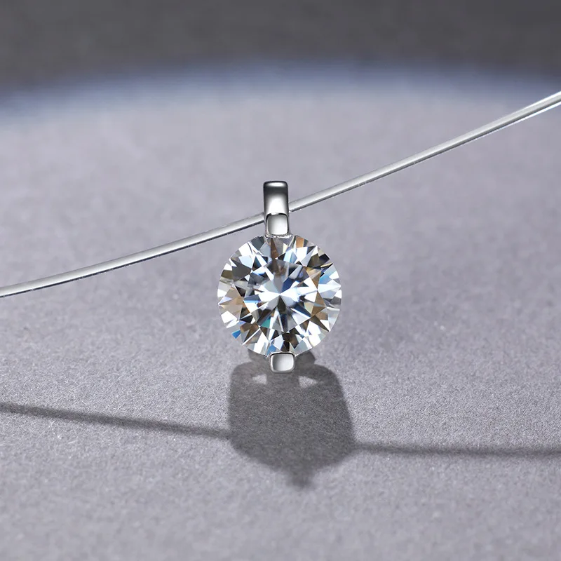 0.5-2CT D Color Simulated Moissanite Necklace for Women Sparkling Lab Diamond 100% 925 Sterling Silver Pendants Wholesale
