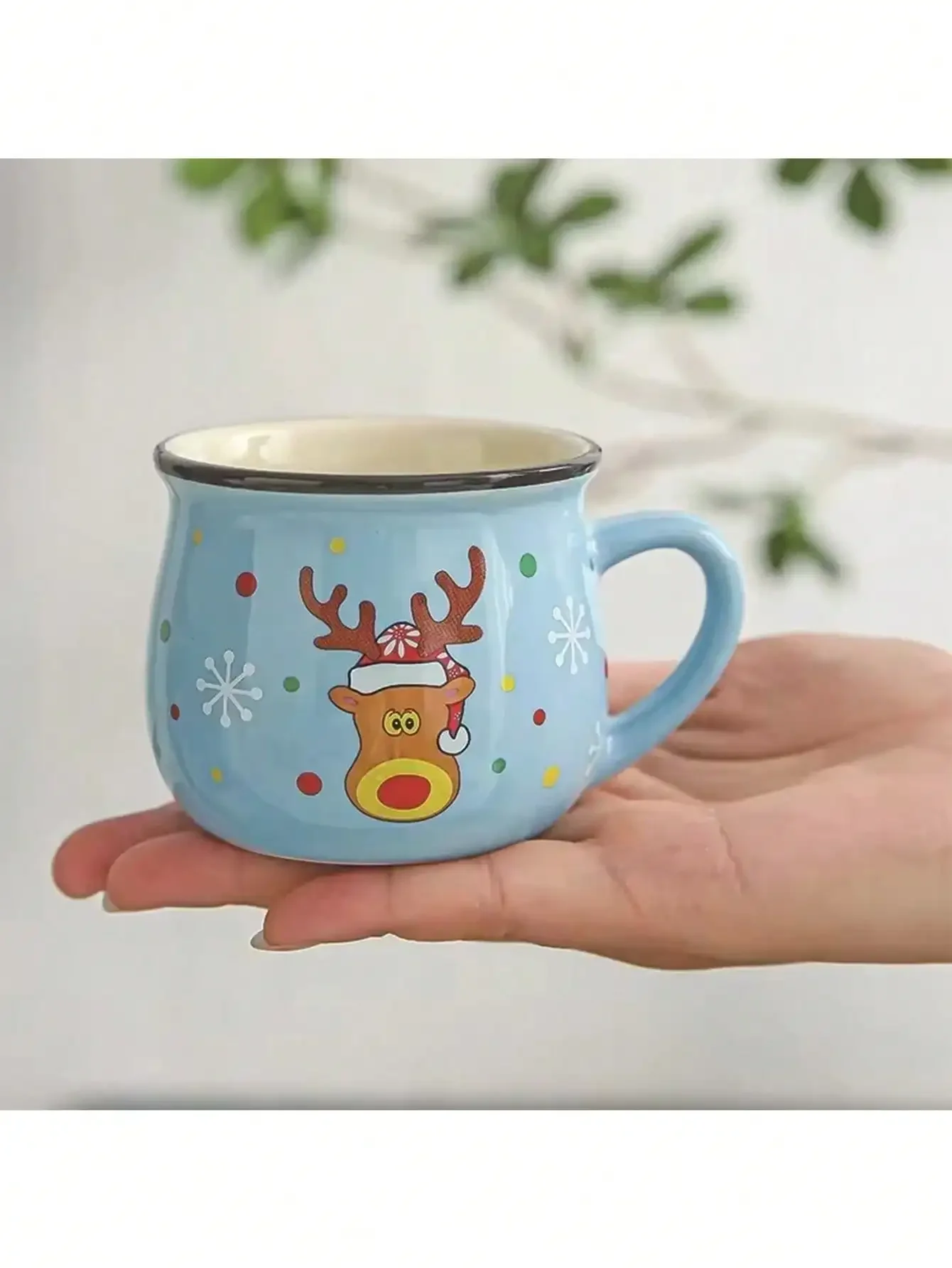 1pc Ceramic Christmas Cartoon Mug Easy To Clean Cute Family Milk Cup Coffee Cup Christmas Gift