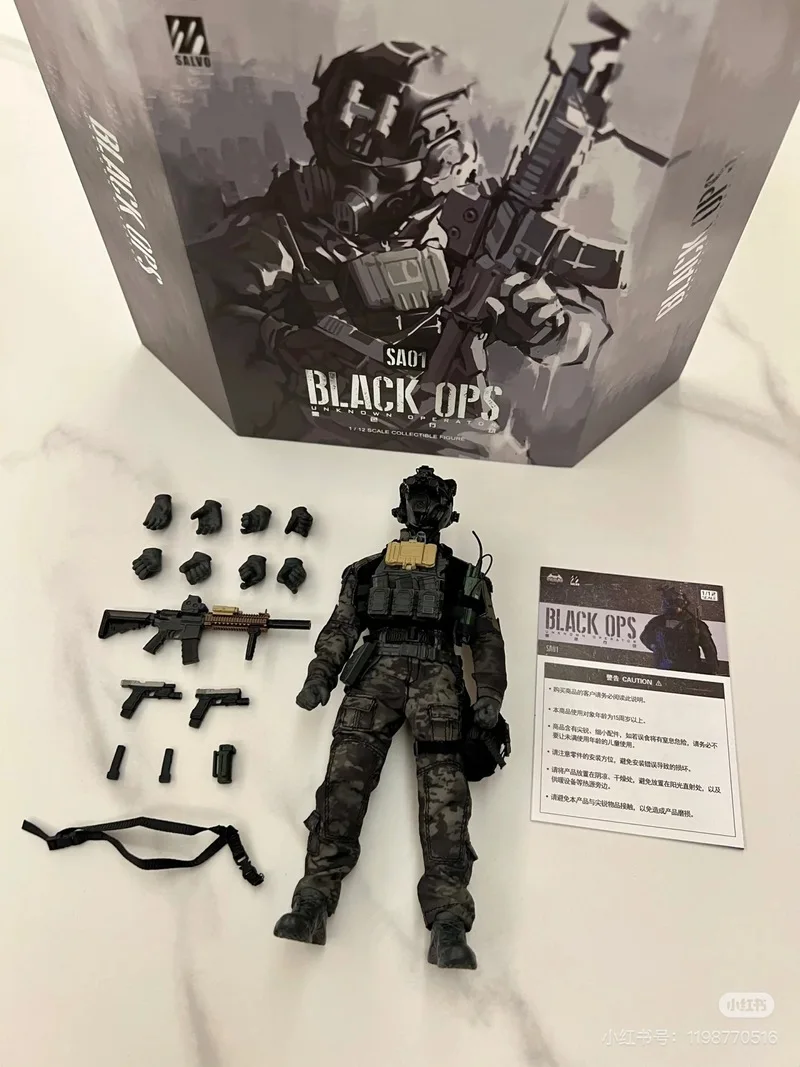 Auf Lager HASUKI SA01 Scale Collectibles Black OPS Night Action Team Komplettset 1/12 Männer Soldat Actionfigur Körpermodelle Spielzeug