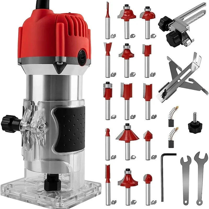 Electric Wood Trimmer Router Slotting Machine Engraving Milling Tool Household Woodworking Edge Trimming Grooving Cutter