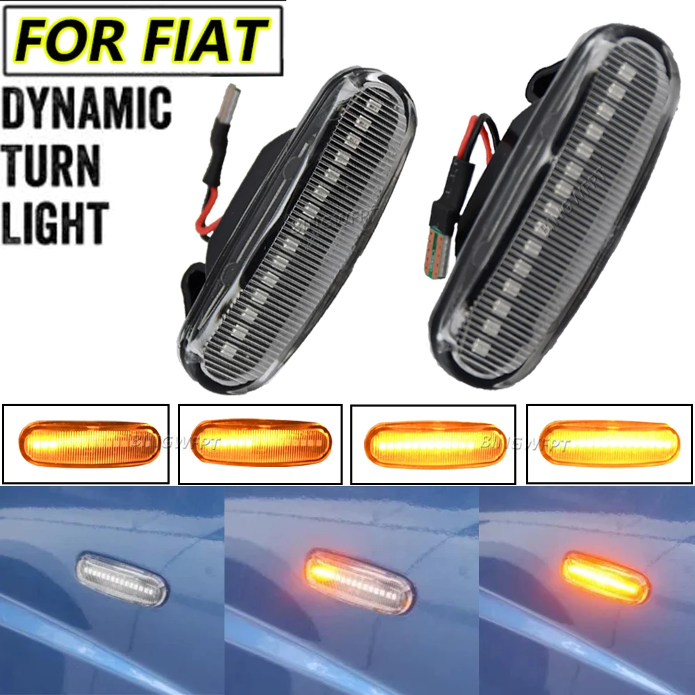 New Dynamic LED Turn Signal Side Marker Light Repeater Lamp For Fiat Panda 169 Grande Punto Inkl Evo Doblo Fiorino Linea Idea view 2