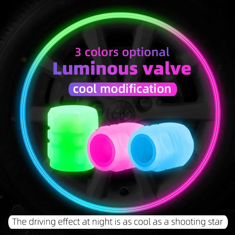 4pcs luminous valve cap for car tires, luminous valve cap for electric bikes, motorcycles, bicycles, trucks, vacuum tires, unive