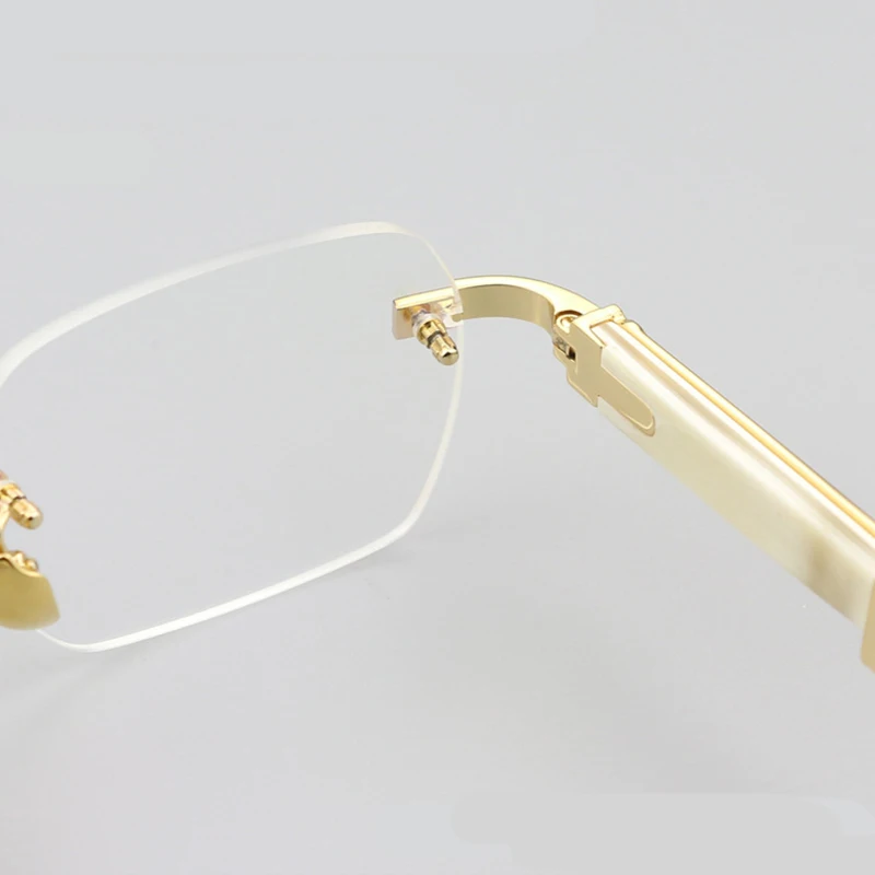 Men's High-End Solid Color Natural Buffalo Horn Frameless Business Handcrafted Optical Glasses
