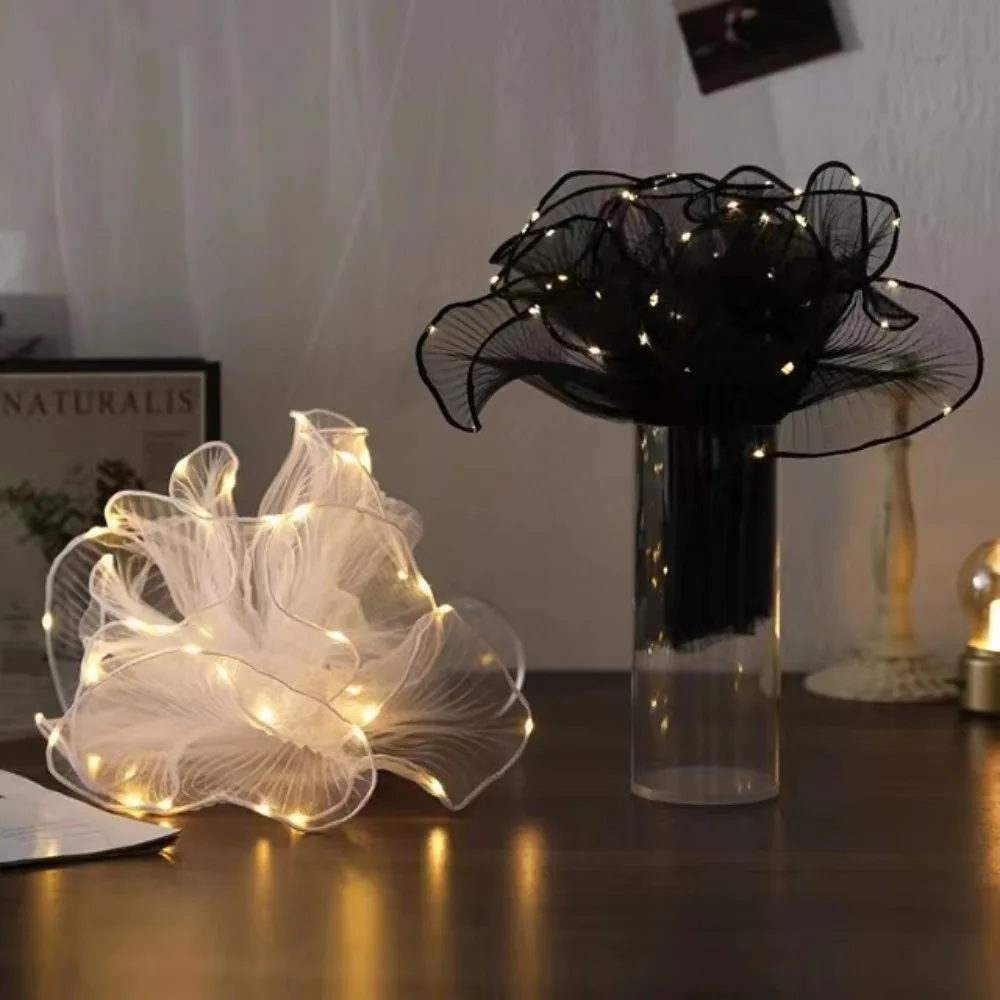 Decoration Cloth LED Flower Wrapping Paper With Lights Lace Mesh Florist Bouquet Packaging LED Packaging Tulle Wedding - view 4