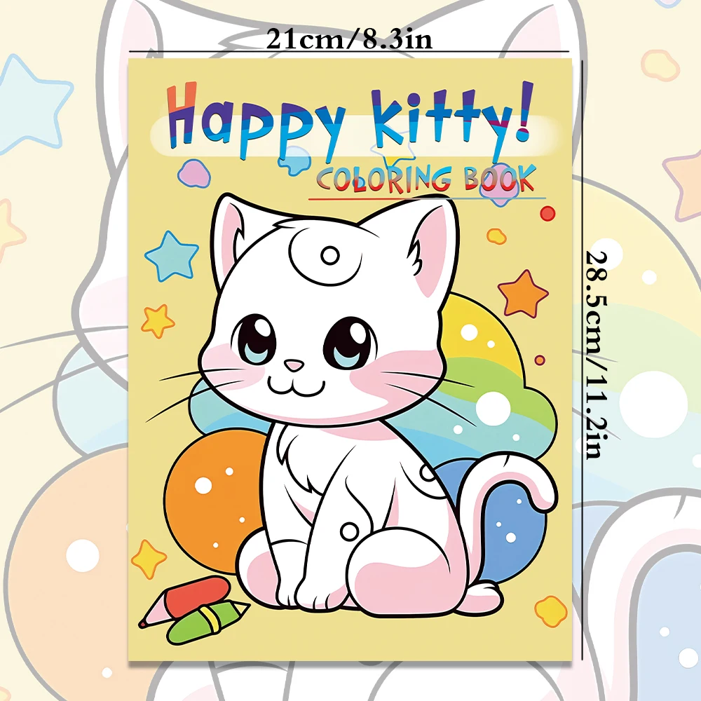 1 buah, buku mewarnai kucing lucu, buku mewarnai remaja, 30 pola berbeda, kertas tebal 100gsm, penghilang stres, hadiah ulang tahun