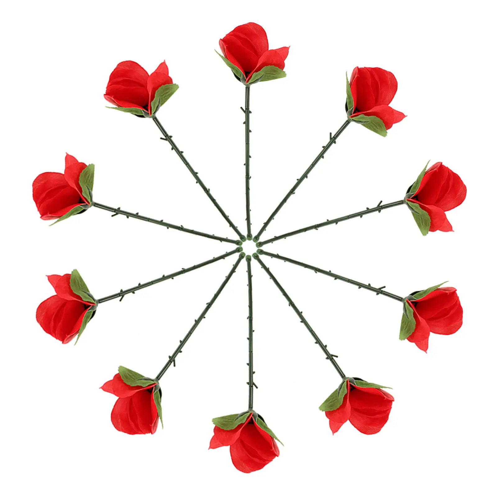 

10Pcs Folding Appearing Trick Flower Prop for Stage Bar Party Street Performance Close Up Illusion Gimmick Red Rose