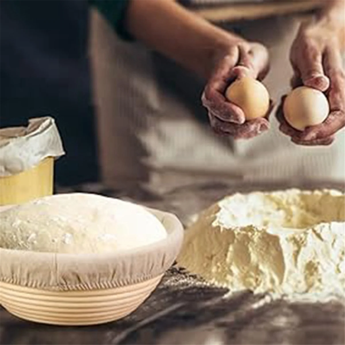 2PCS Bread Proofingตะกร้าผ้าผสม,ตะกร้าป้องกันขนมปัง,ชามอบสําหรับSourdoughหมัก
