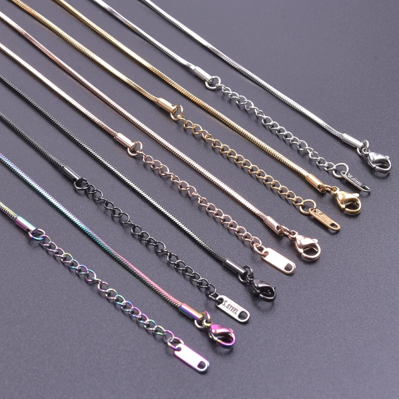 1/5/10pcs Wholesale 40+5cm Square Snake Chain Jewelry On The Neck Decor Stainless Steel Necklaces For Women Men Accessories Gift - Image 5