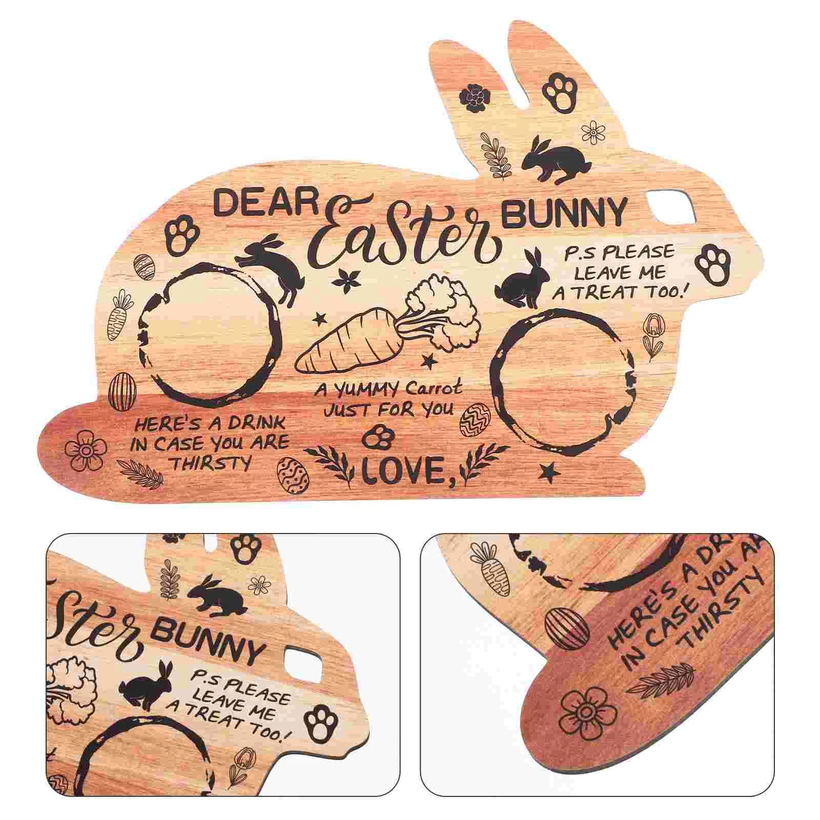 Cutlery Tray Easter Board Bunny Serving Wood Trays Cutting Chopping Rabbit Dishes