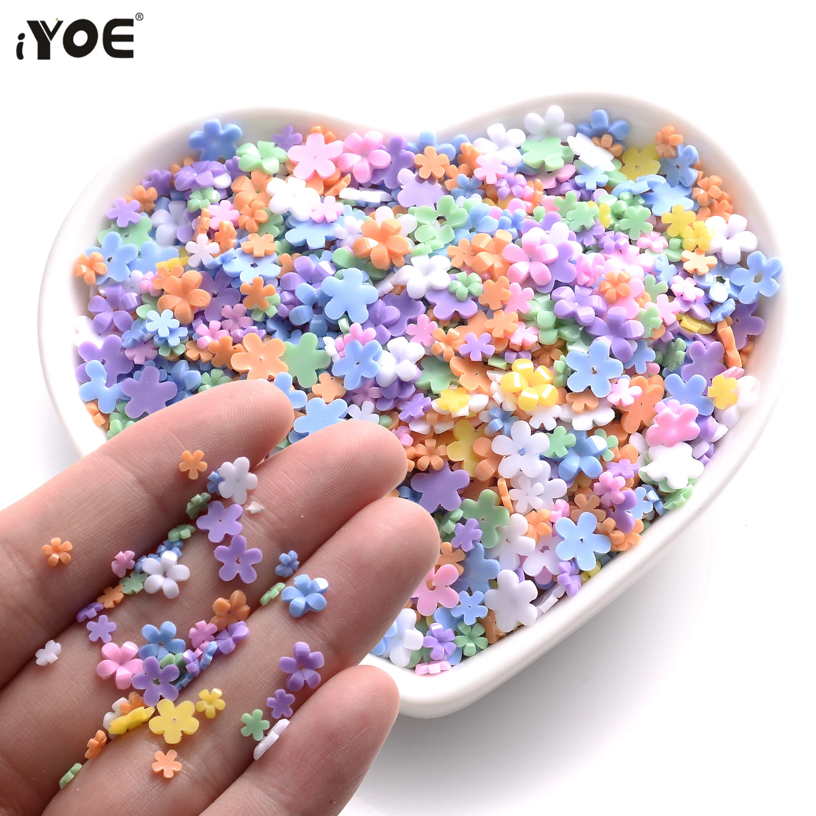 300-500pcs 3/6mm Tiny Mix Flower Flat Back Acrylic Beads For Art Nail Decoration DIY Scrapbook Ornament Supplies
