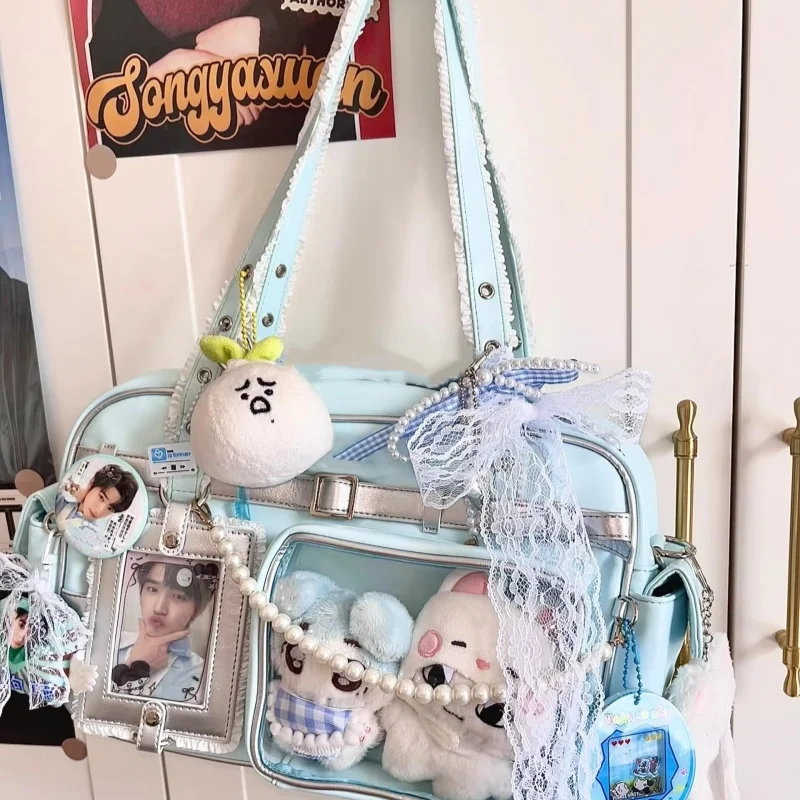 [Spot] 2025 Pink Bowknot Painful Baby Bag Large Capacity Jk Uniform Bag Anime Star Chasing One Shoulder Cross Body Pineapple Bag