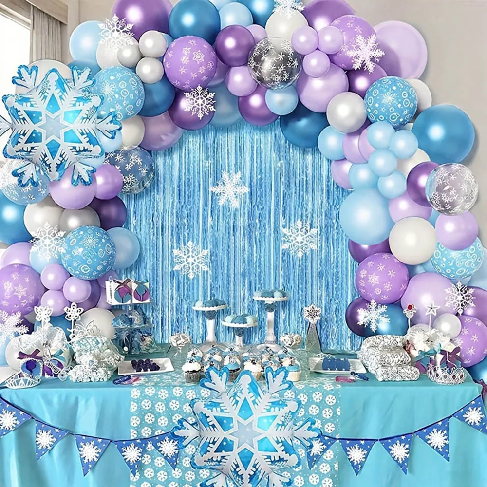 184-teiliges Schneeflocken-Ballonbogen-Set für Eis- und Schnee-Wunderland-Themenpartys, ideal für Hochzeiten, Geburtstage und Jubiläen.