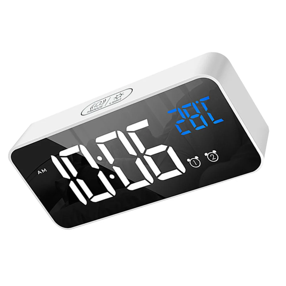 

1pc Led Music Alarm Clock Alarm Clock Large Screen Electronic Indoor Thermometer For Home Office Warehouse Use White
