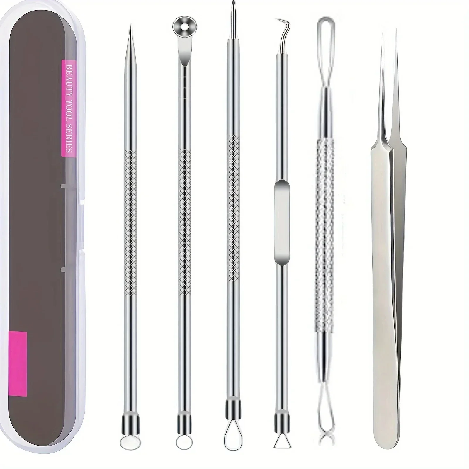 6-delige ultra-precieze puistjespincetset - Pro Acne- en mee-eterverwijderingstool - voor effectieve gezichtsverzorging en huidzuivering