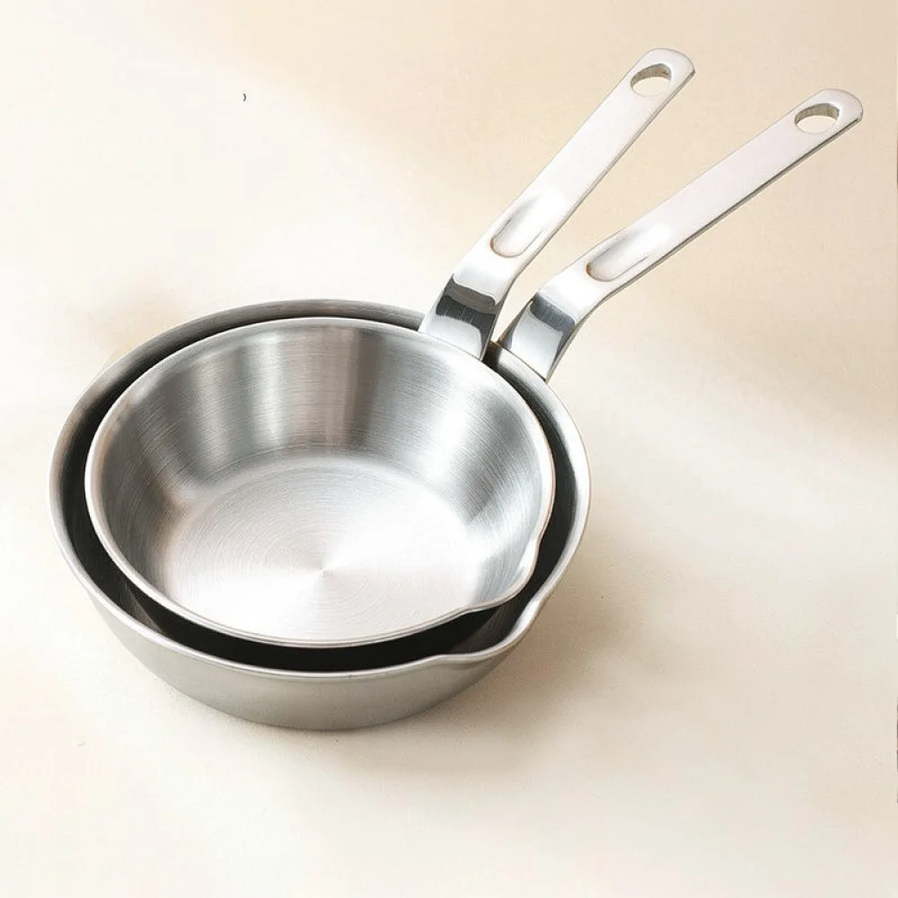 Durable 316 Stainless Steel Frying Pan Portable Small Egg Skillet No Coating Healthy Cooking Kitchen Induction Tool