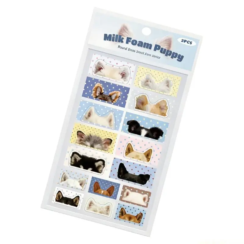 Cartoon Decorative Stickers for Paper Crafts, Funny Animal Ear Pattern in PET for Journals, Cards and Gift Wrapping