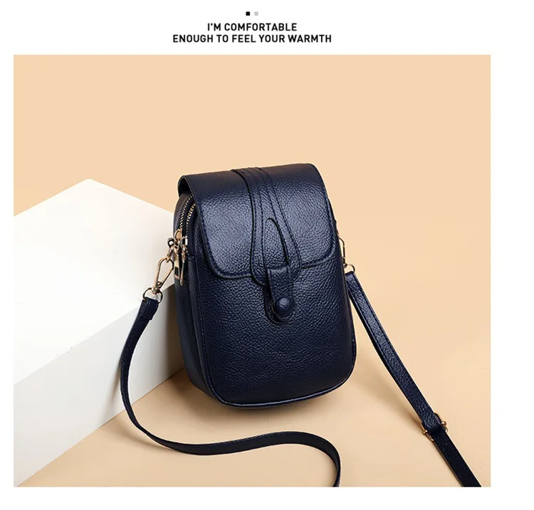 Mini-Multifunktions-Umhängetasche aus Leder für Handy/Sport, Cross-Taschen mit Kopfhöreranschluss, mehrlagige Damentasche mit Abdeckung – Detail 9