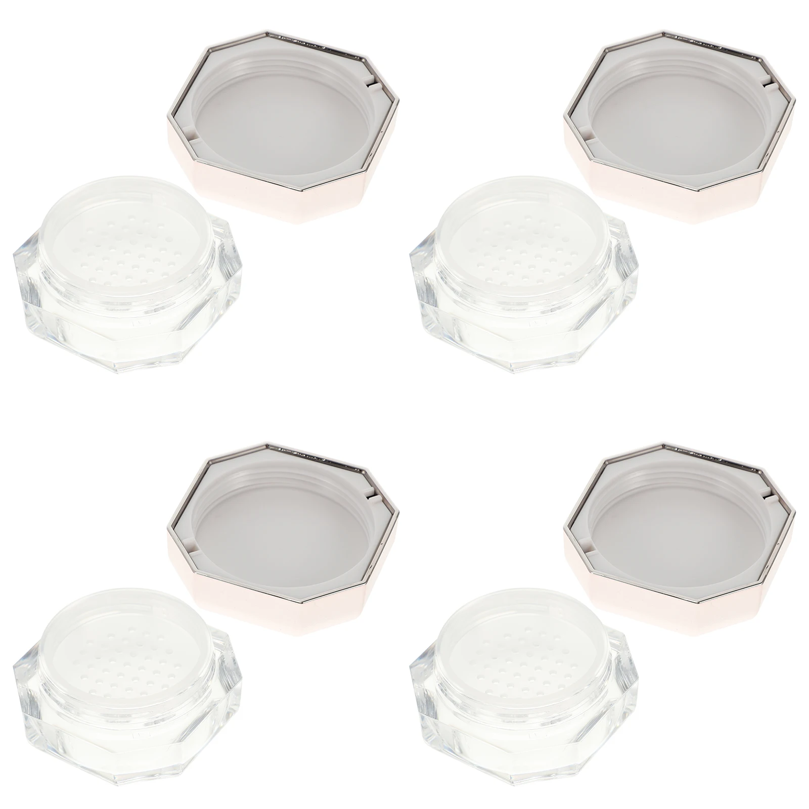 

4pcs Refillable Powder Box AS Body ABS Lid Portable Storage Case for Loose Powder Blush Foundation Travel Reusable