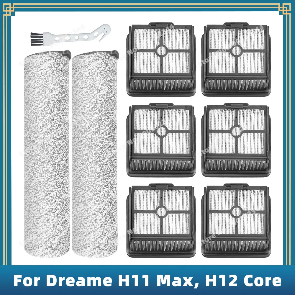 Compatible For ( Dreame H11 / H11 Max / H12 Core ) Vacuum Cleaner Replacement Spare Parts Accessories Roller Brush Hepa Filter