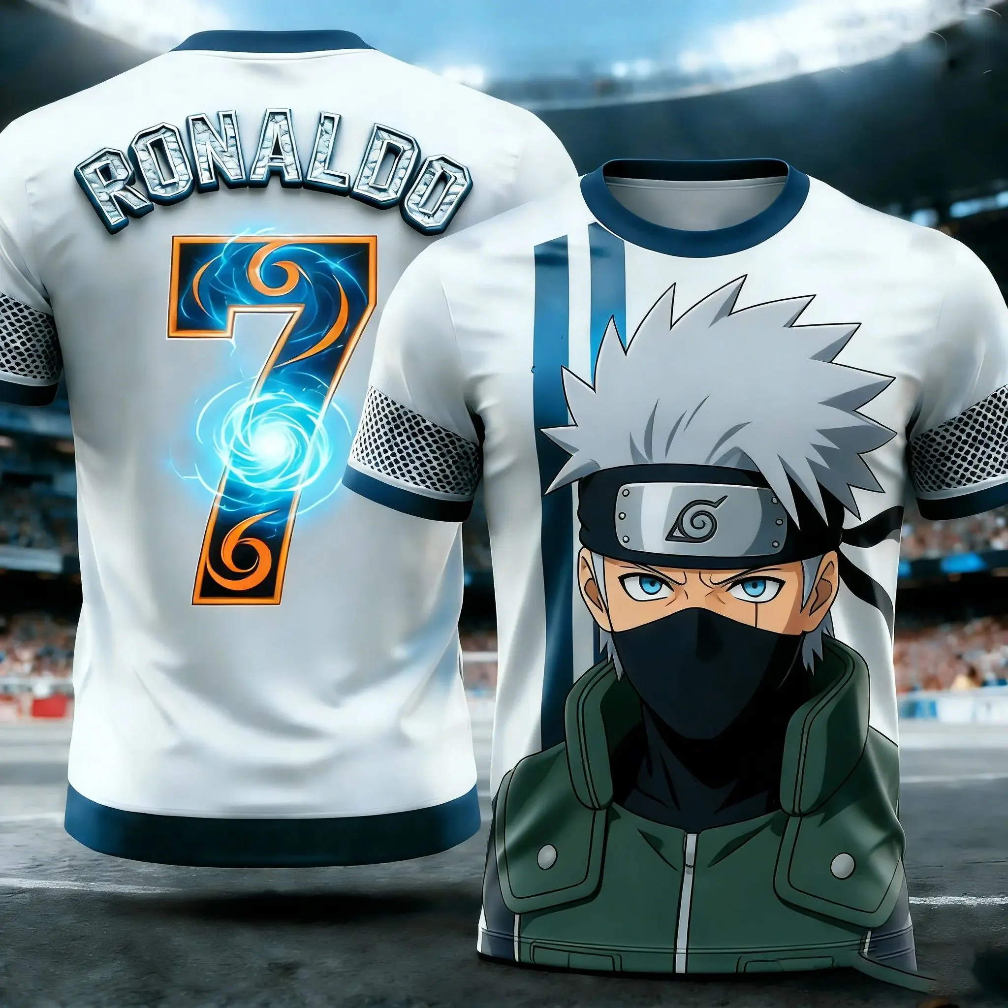 2026 Naruto Shippuden Naruto X Ronaldo 7 Soccer Jersey 3D Quick Dry T-Shirt for Men Women Sports