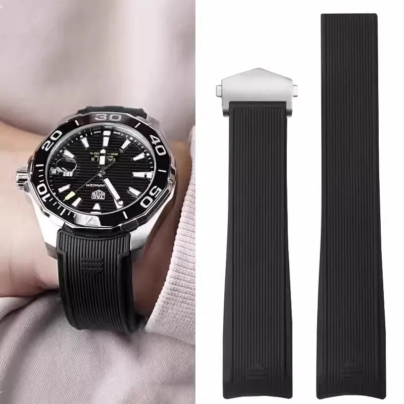 High Quality Natural Rubber Watchbands for TAG Watch Heuer Aquaracer 300 500 Diving Strap Sports Silicone Wristband 22mm