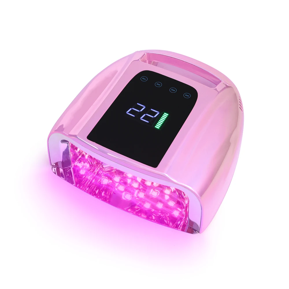 Metallic Pink Color High Power 96w Cordless Portable Wireless Professional UV Led Nail Lamp gel nail light Dryer Salon