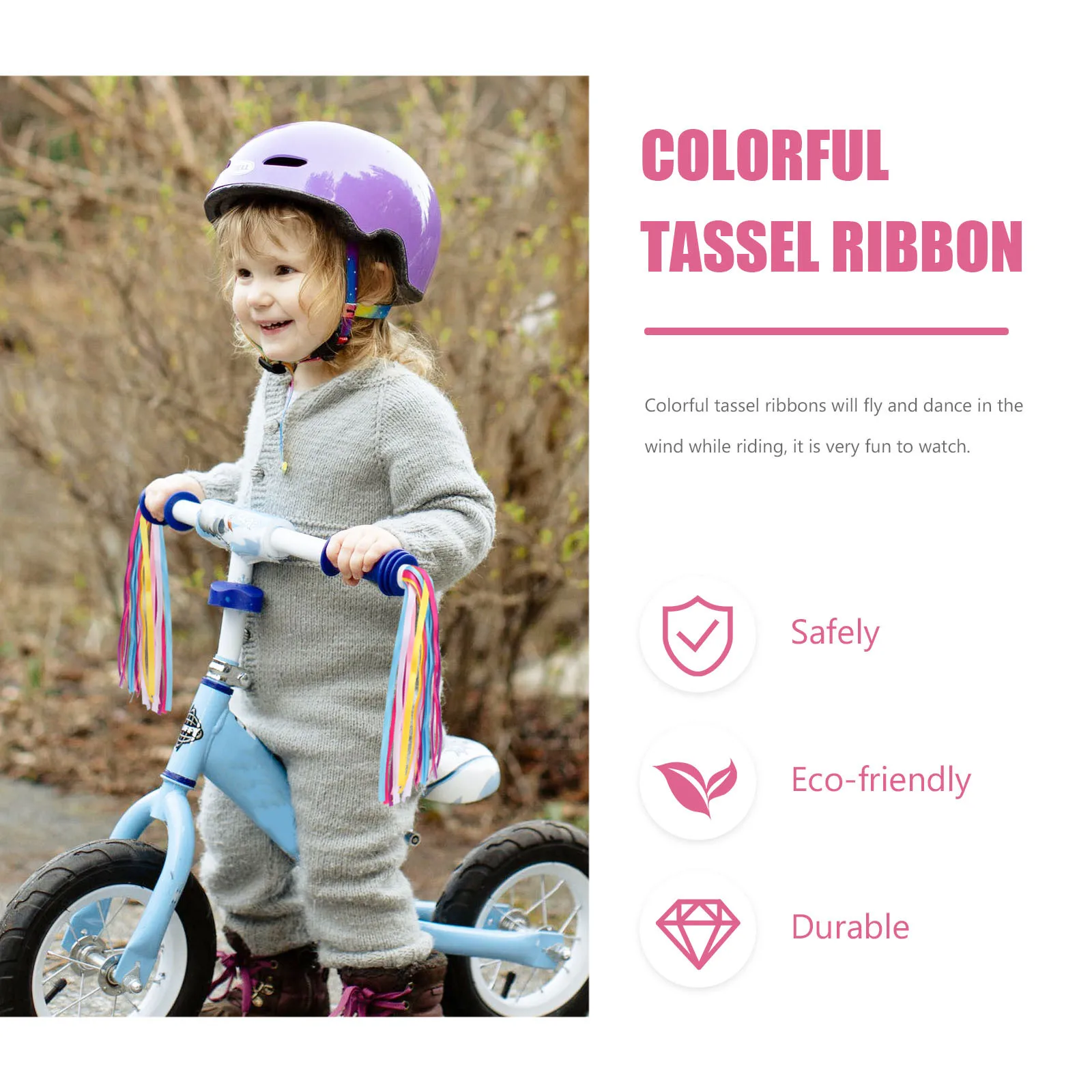 

1Pair Colorful Children Bike Streamers Kids Handlebar Ribbons Decorative Tassels for Bikes Scooters Fun Bike Accessories