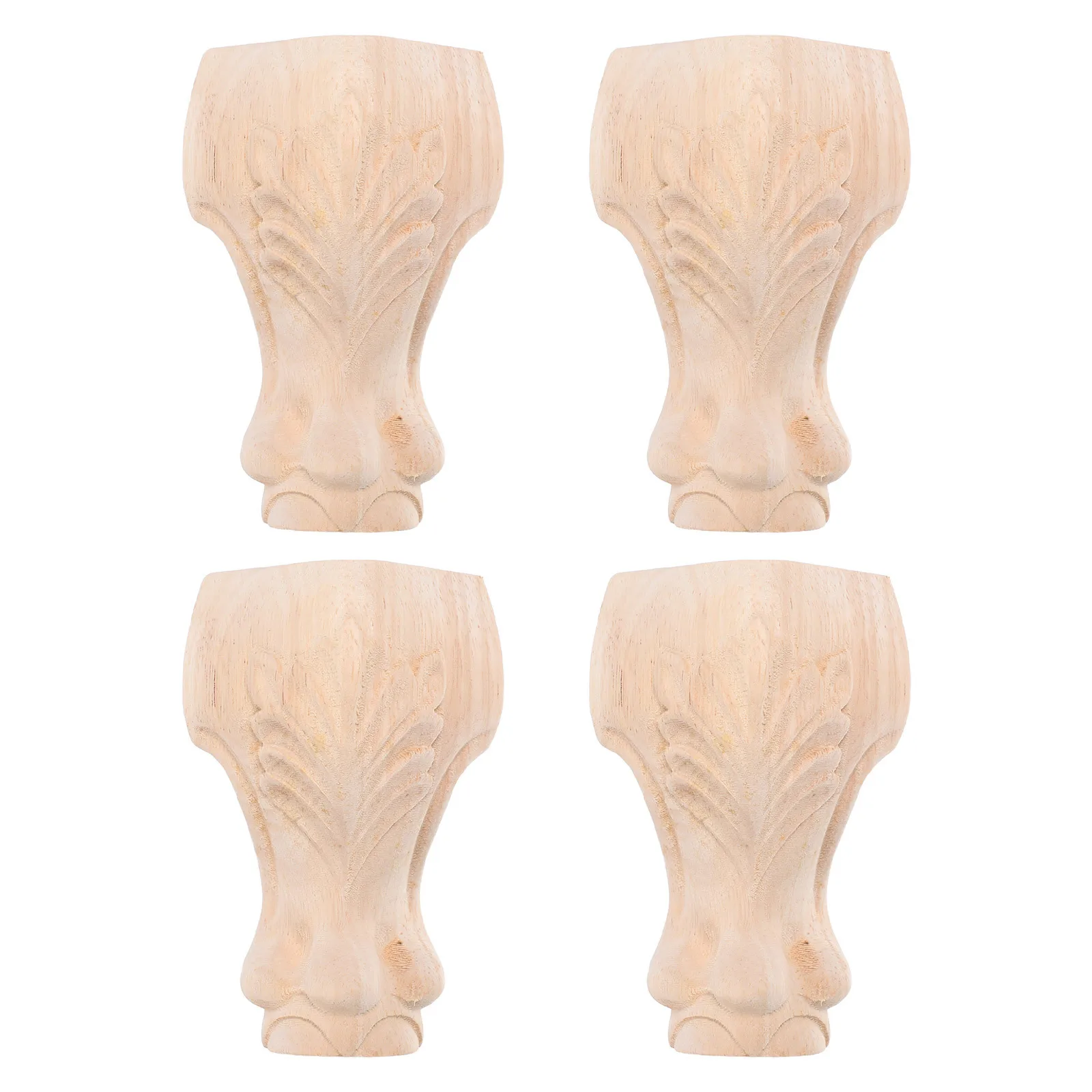 

4Pcs Solid Wood Furniture Legs Unfinished Carved Design Heavy Duty Support for Cabinet Sofa Table Replacement Wooden Feet