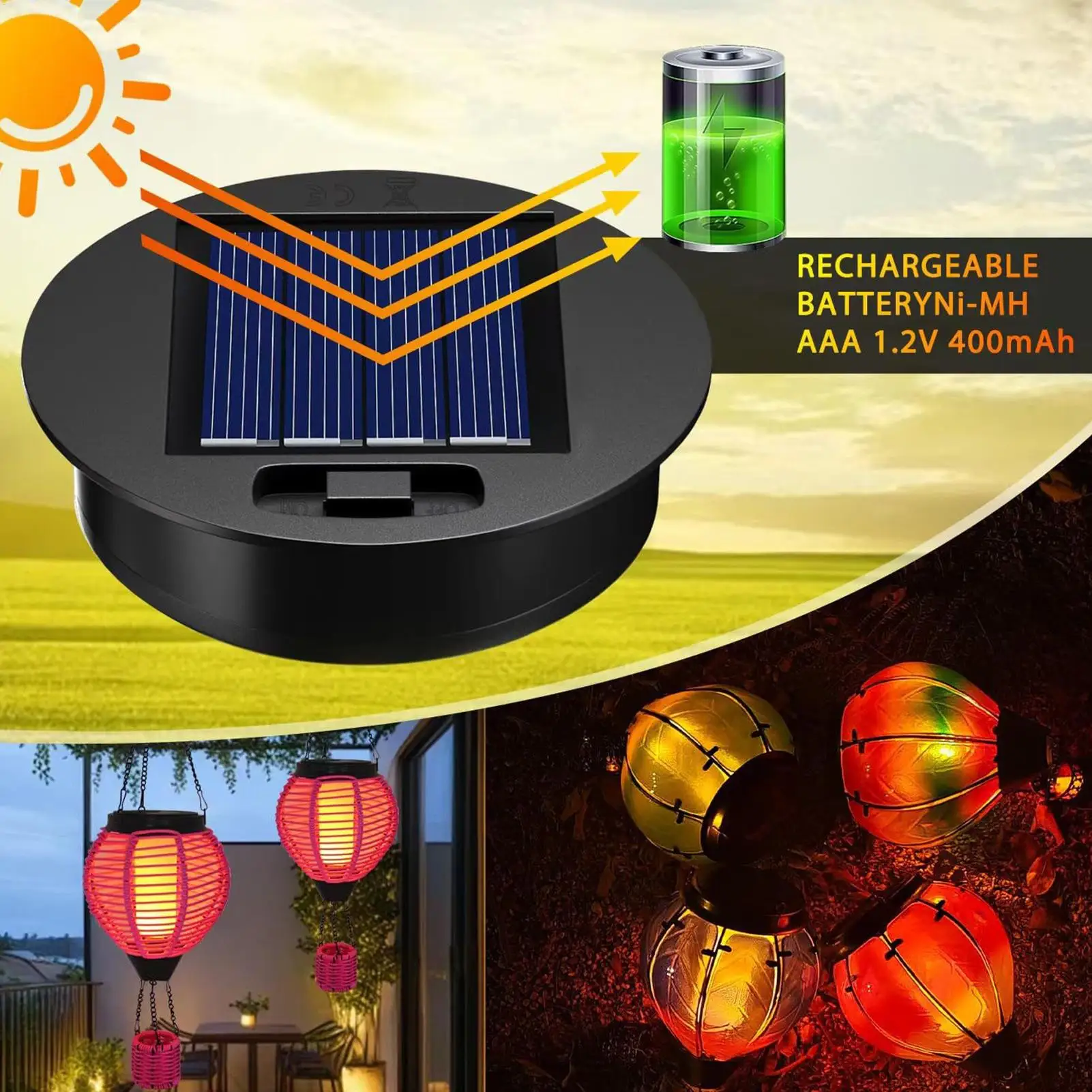 

Светодиодные лампы с эффектом мерцающего пламени, водонепроницаемые, на солнечной энергии, реалистичные лампы с эффектом мерцания для патио, сада, двора, веранды