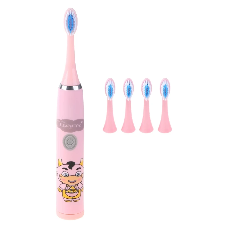 Brosses à dents blanchissantes à ultrasons pour enfants, brosse à dents électrique automatique avec poignée ovale antidérapante