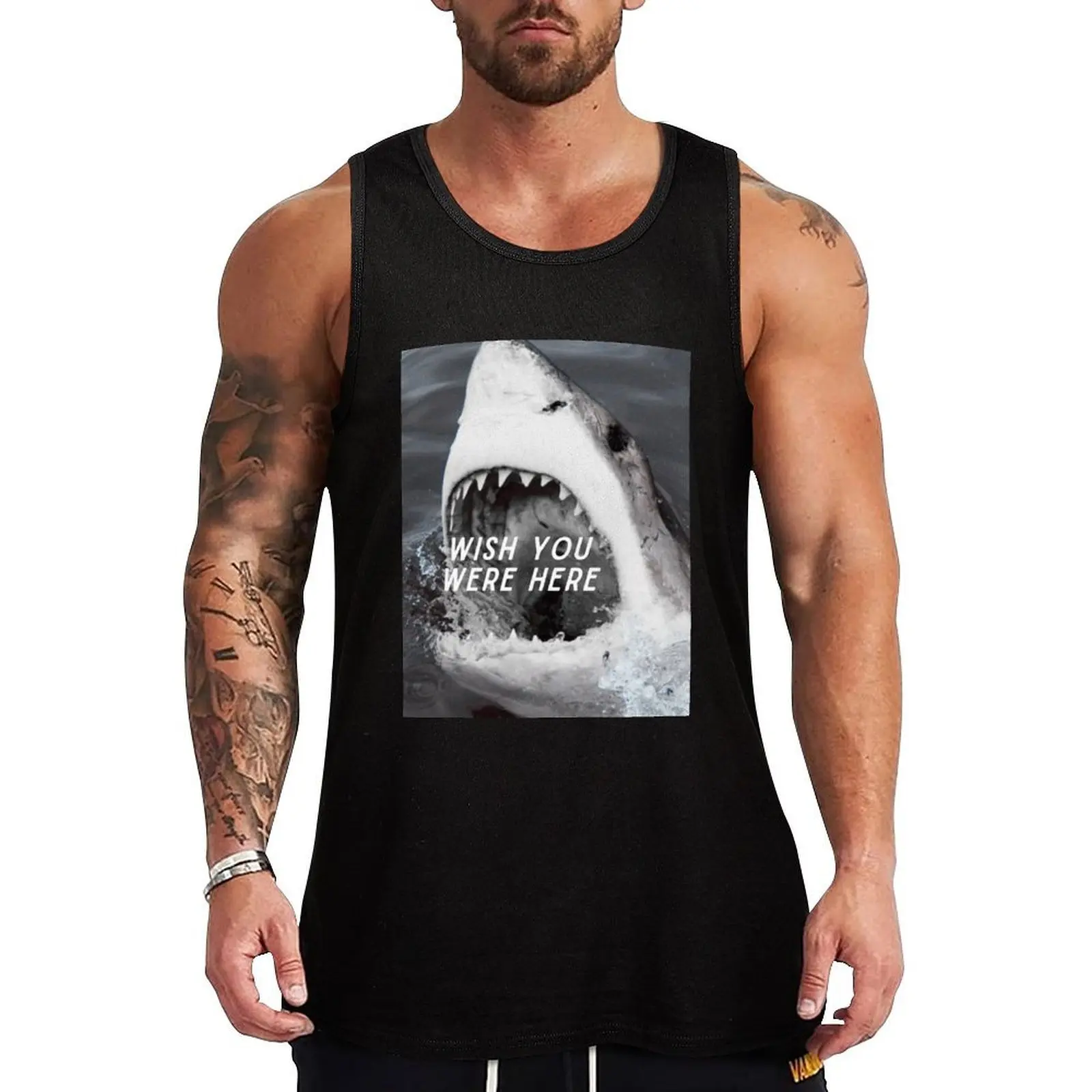 

White shark Tank Top anime top sports suits plain t-shirt