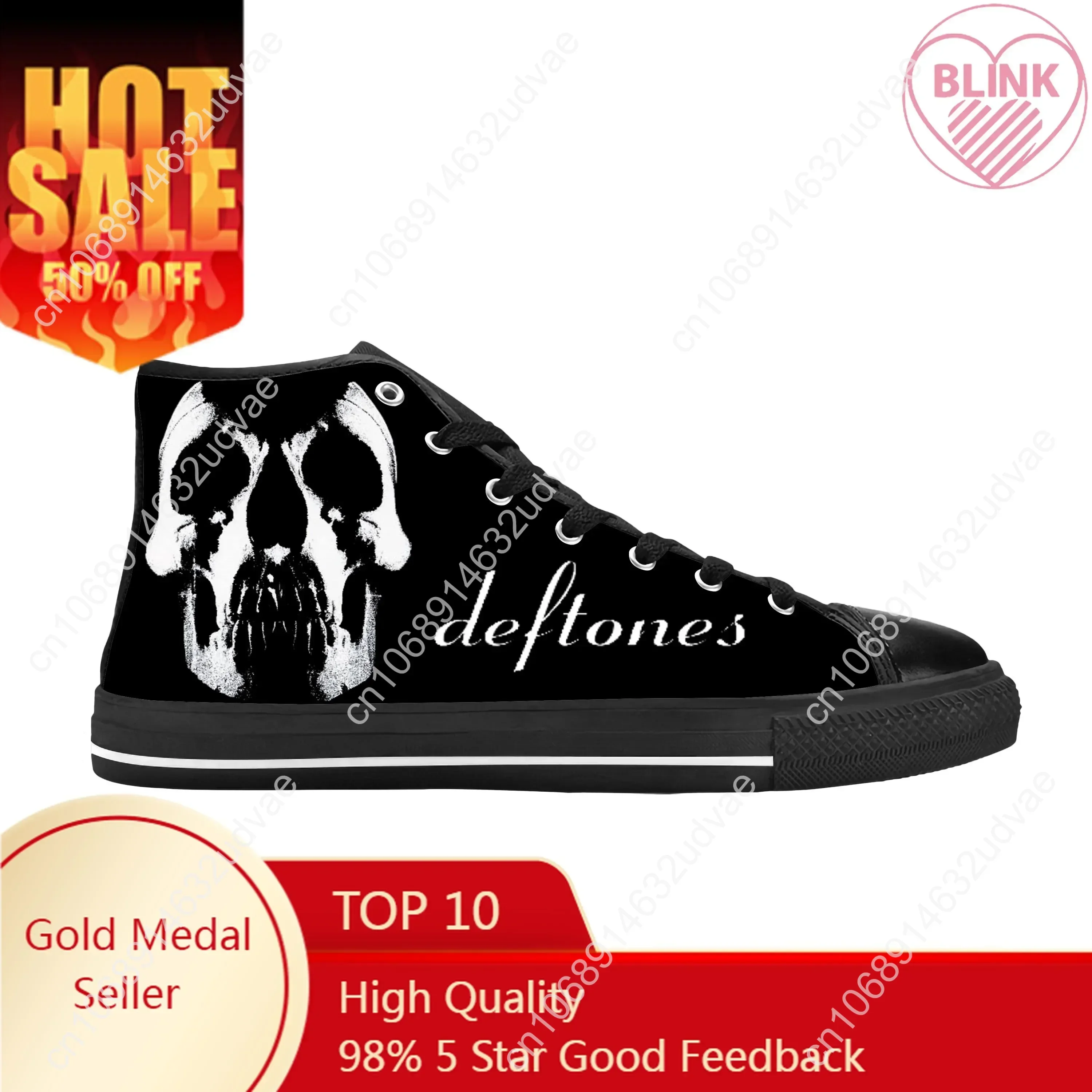 Hot Deftones Eagle Skull Skeleton Rock Band Music Casual Cloth Shoes High Top Comfortable Breathable 3D Print Men Women Sneakers